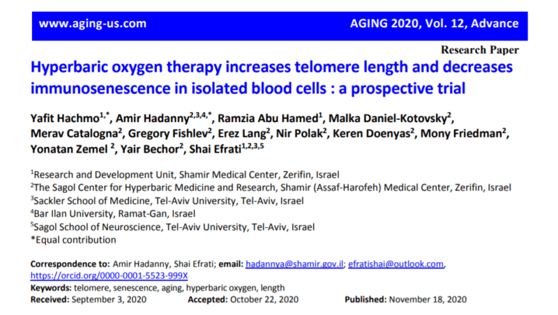 Hyperbaric Oxygen Therapy reverses markers of cellular aging - Mito Health